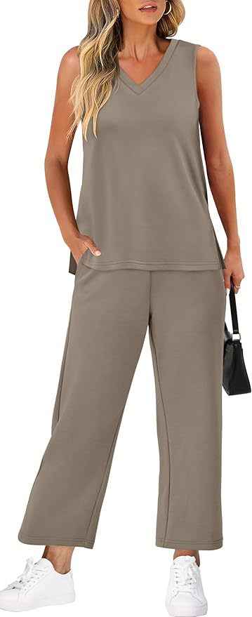 V-neck Vest and Pants Set for Effortless Casual Style