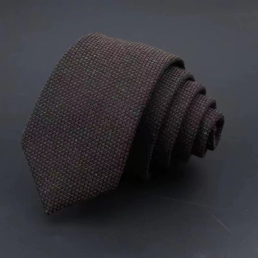 Thickened Sanded Fabric Men's Striped Cotton Tie - Solid Color Business Accessory - Neon North Clothing