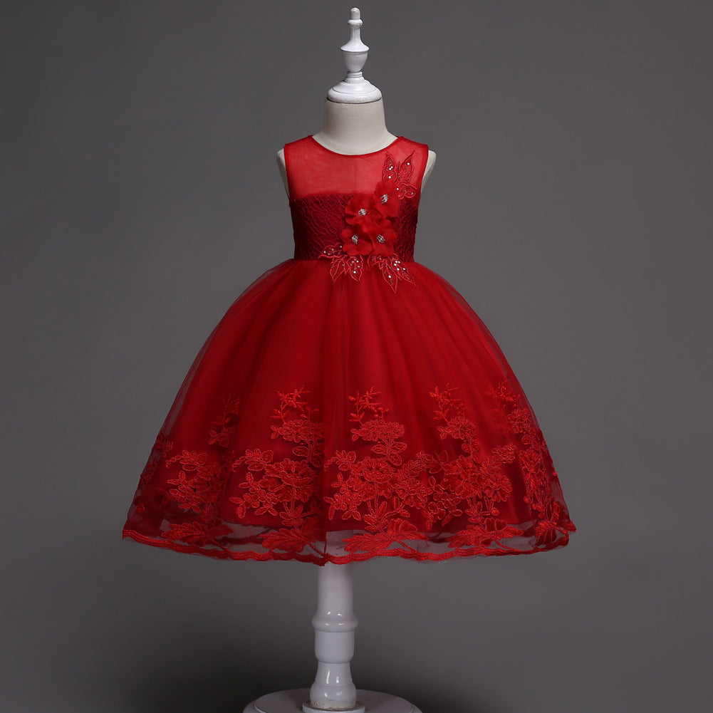 Embroided Princess Girls Dress - Enchanting Embroidered Princess Dress for Little Dreamers
