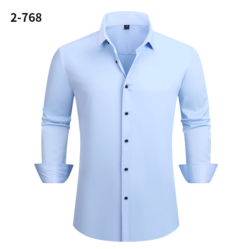 Men's Stretch Business Casual Shirt - Long-sleeved Slim Fit with Four-way Stretch