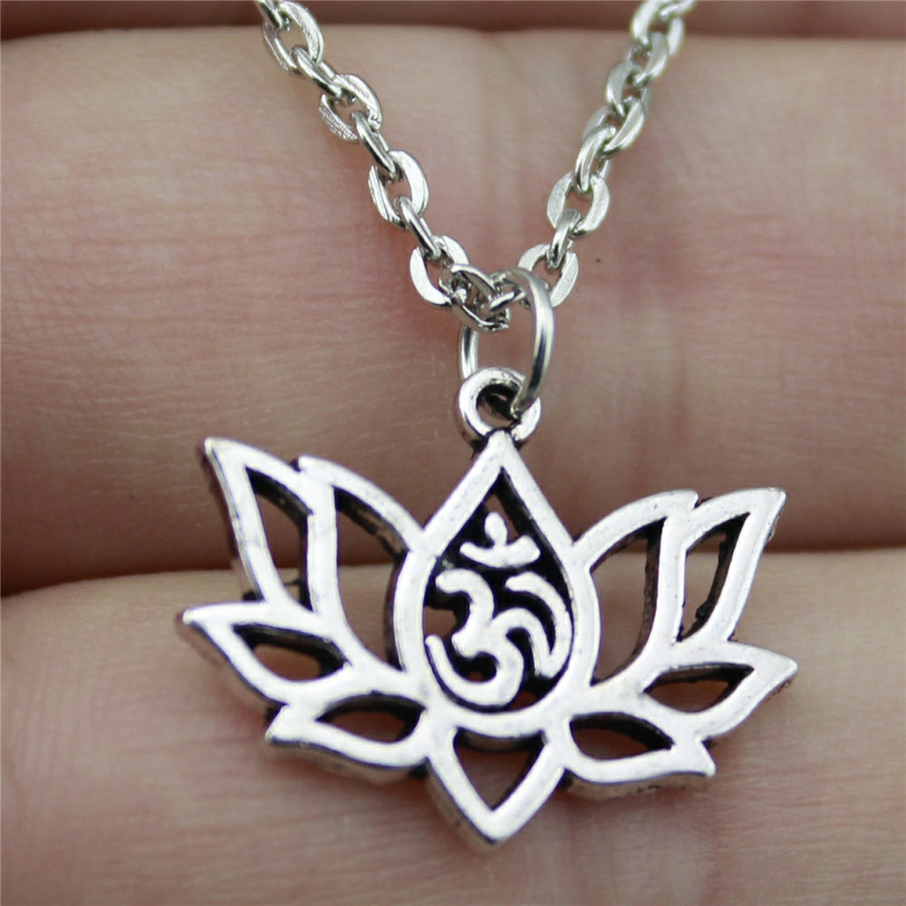 21x17mm Lotus Yoga OM Pendant Necklace - Neon North Clothing