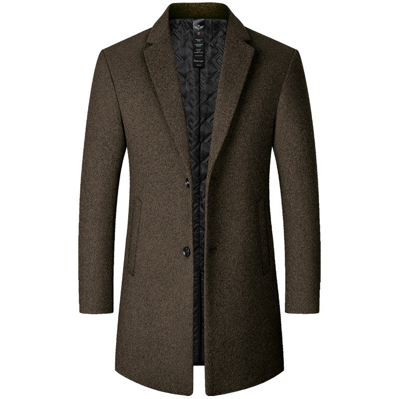 Mens Wool Coat - Mid-Length Casual Coat