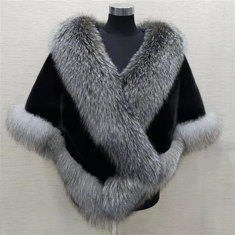 Luxury Fur Poncho Fluffy Shawl Fur Plush Cape Coat - Neon North Clothing
