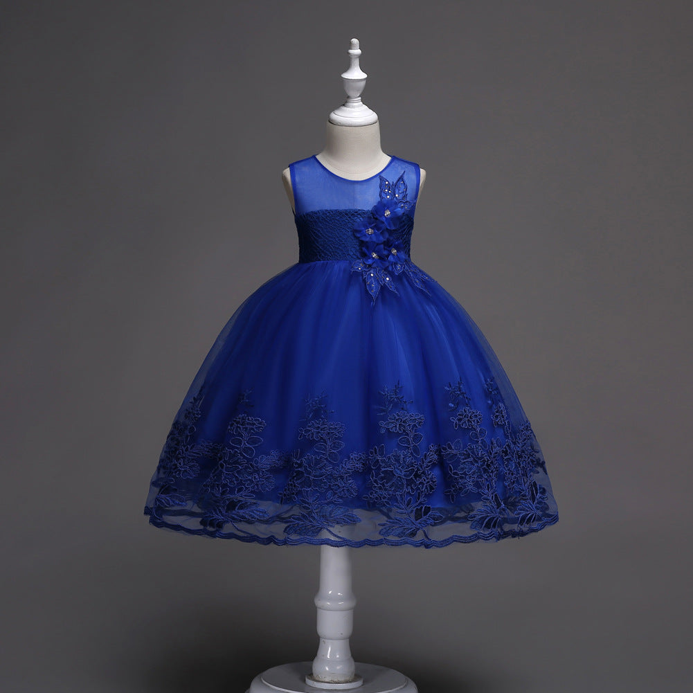 Embroided Princess Girls Dress - Enchanting Embroidered Princess Dress for Little Dreamers