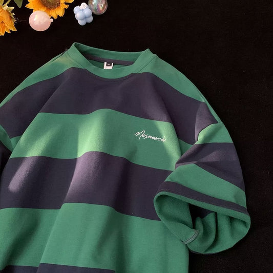 Striped Oversized Shirt with Half Sleeves for Effortless Style