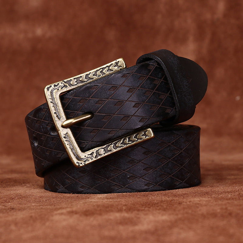 Original Diamond Carved Denim Belt for Men - Neon North Clothing
