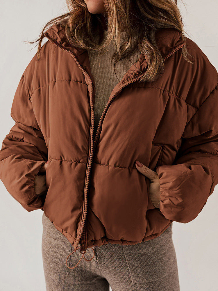 Thickened Warm Leisure Women's Cotton-Padded Jacket with Stand-Up Collar