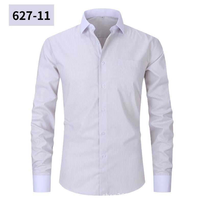 Mens Striped Iron Free Shirt - Plus Size Slim Fit Option