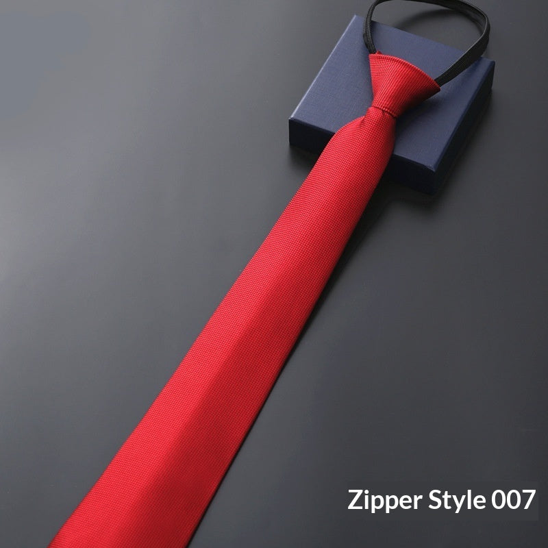 Mens Formal Zipper Tie with Blue Stripes for Business Attire - Neon North Clothing