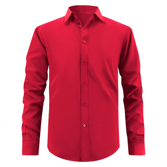 Men's Slim Fit Solid Color Shirt - Simple Regular Fit for Everyday Style