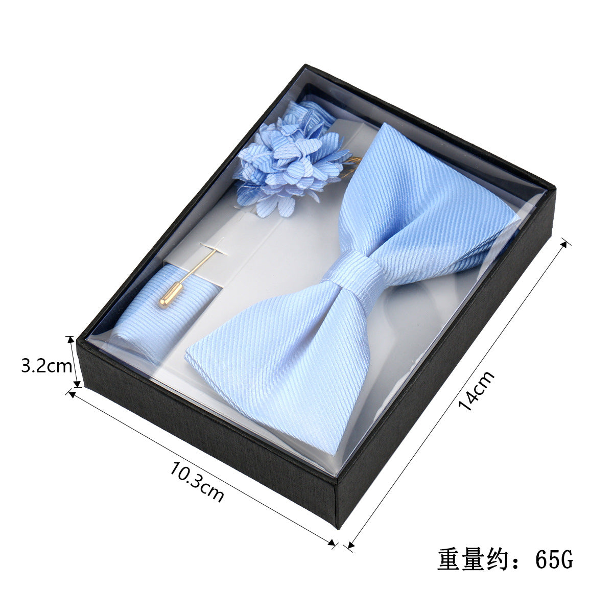Men's Bow Tie Pocket Square Set with Brooch - Solid Color Elegance - Neon North Clothing