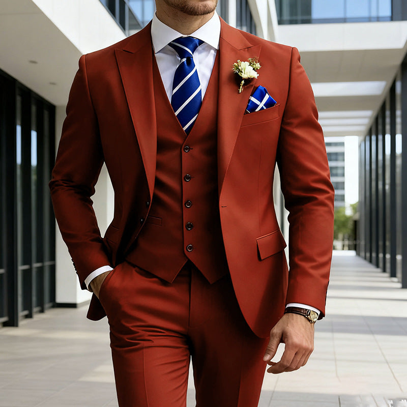 Mens Stylish Three-Piece Suit in Solid Colors for a Sophisticated Vibe