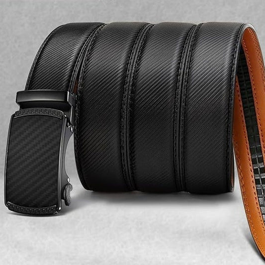 Mens Automatic Buckle Leather Belt with Matte Finish for Stylish Comfort - Neon North Clothing
