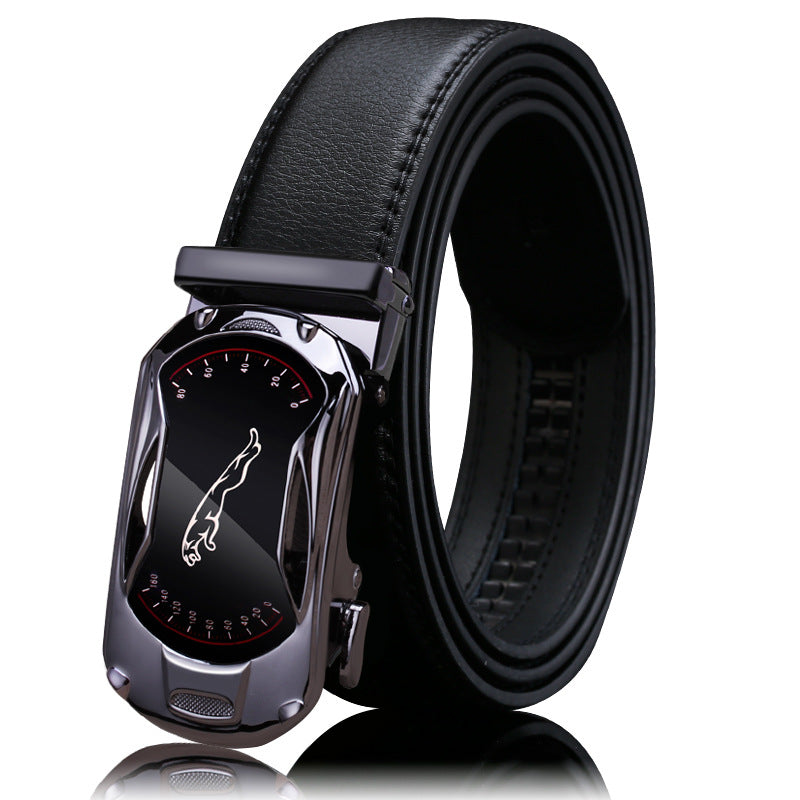 Mens Leather Belt Automatic Buckle - Genuine Leather for Comfort and Style - Neon North Clothing