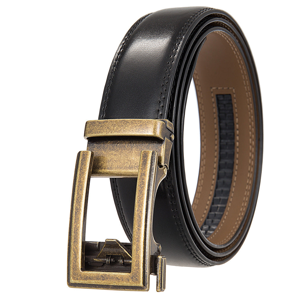 Antique Cowhide Leather Belt for Men - Casual Business Comfort Click Belt