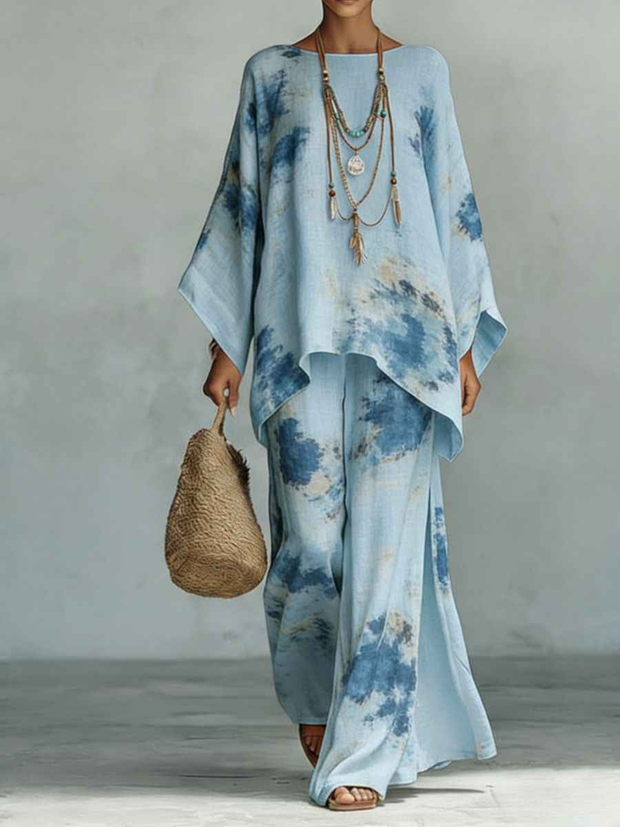 Women's Floral Print Linen Wide-Leg Set for Effortless Style