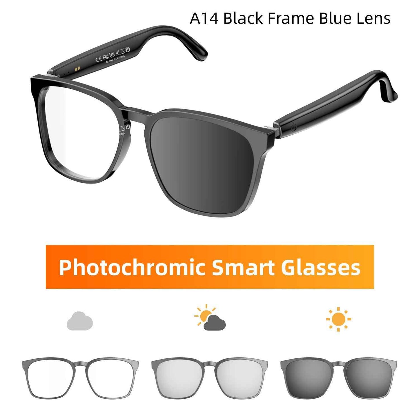 AI Translation Smart Glasses with Photochromic Lenses and Bluetooth Wireless Technology