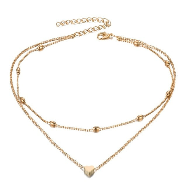 Ailend Design Simple Multi Layer Chain Necklace - Neon North Clothing