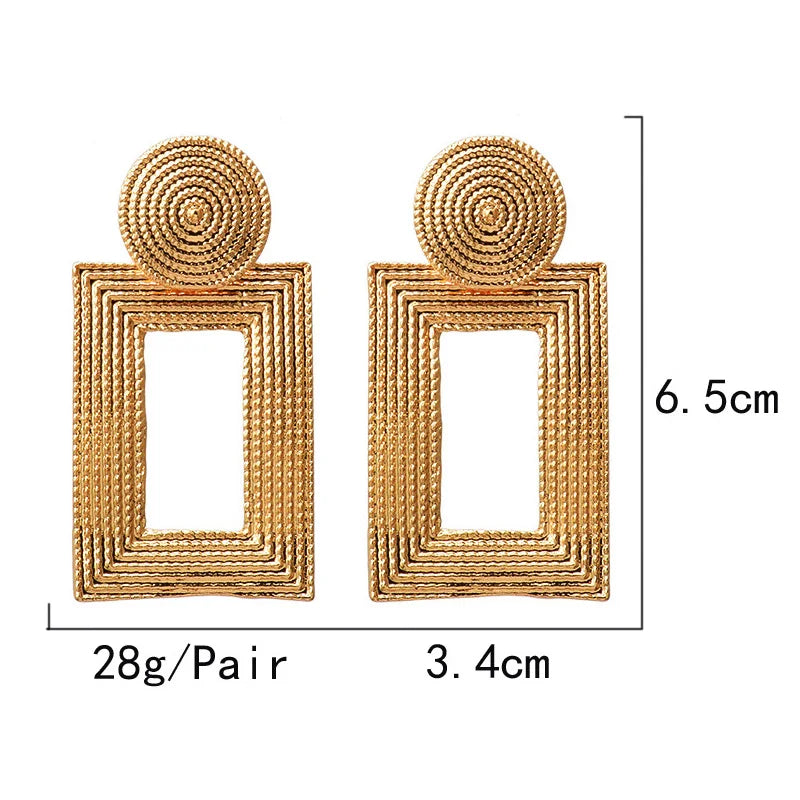Geometric Gold Color Metal Dangle Drop Earrings - Neon North Clothing