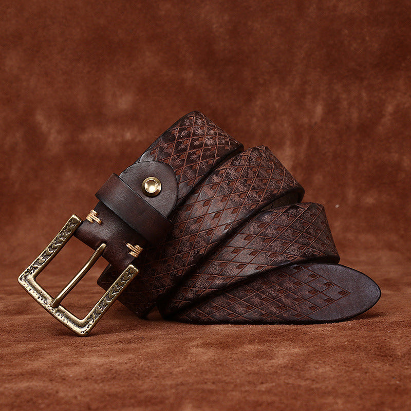 Original Diamond Carved Denim Belt for Men - Neon North Clothing