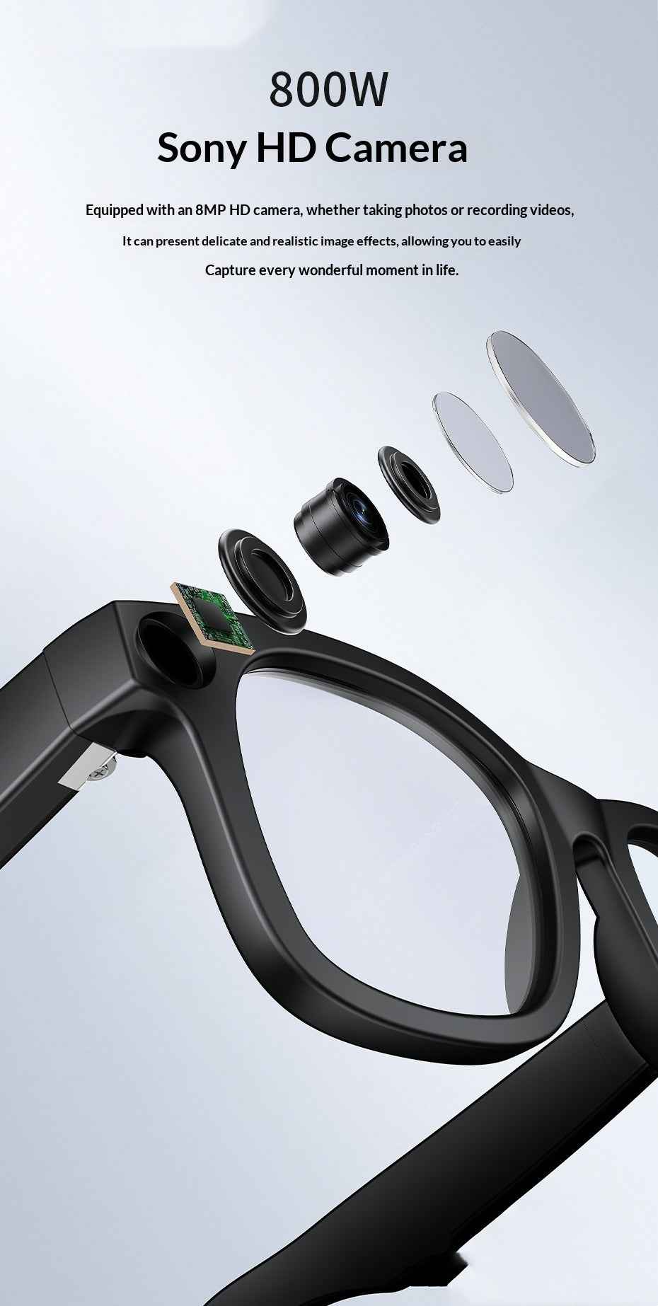 AI-Powered Smart Glasses for Photography - 800MP High-Resolution Features