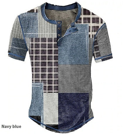 Men's Plaid Color Block T-Shirt - Short Sleeve Graphic Tee - Neon North Clothing