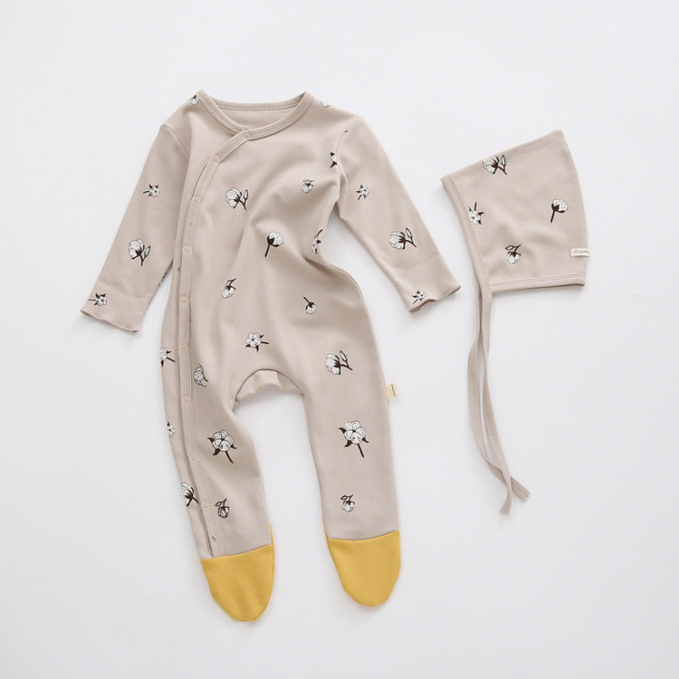 100% Cotton Printed Onesie with Hat - Adorable 2-Piece Set for Babies