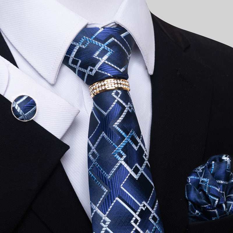 Multi Colored Striped Tie Set with Floral Design for Men - Neon North Clothing
