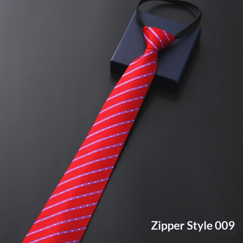 Mens Formal Zipper Tie with Blue Stripes for Business Attire - Neon North Clothing