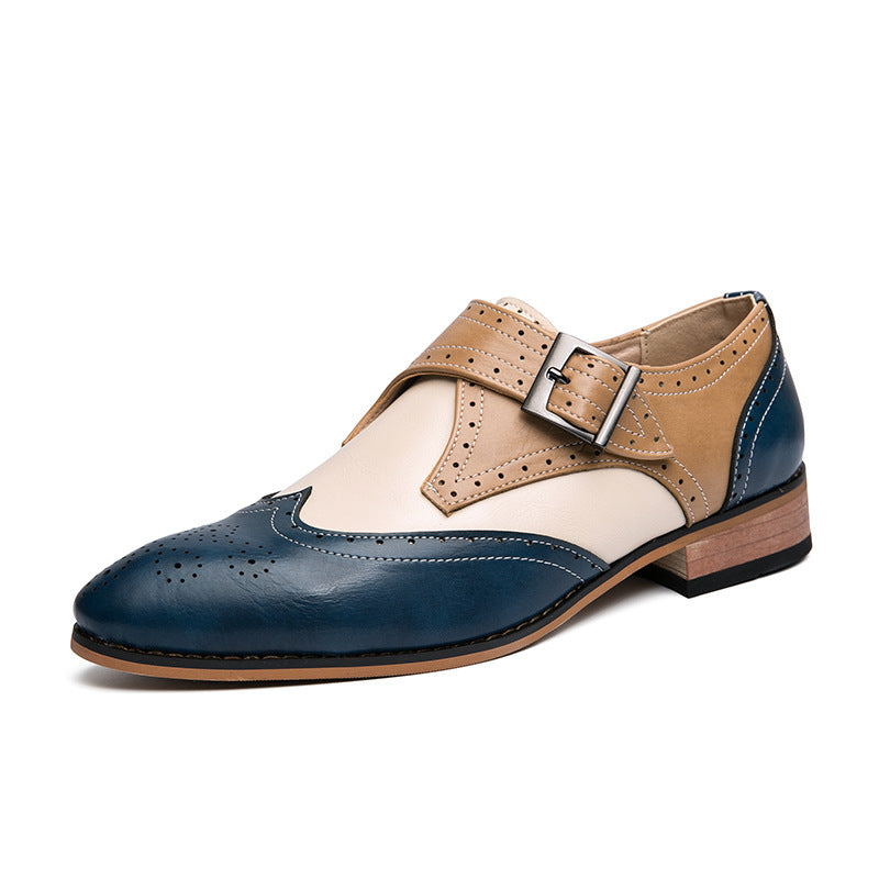 Men's Leather Color-Blocking Shoes for Stylish Comfort