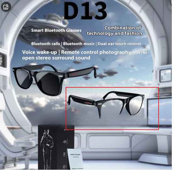 AI Bluetooth Smart Glasses with Binaural Touch Control - D13 Model