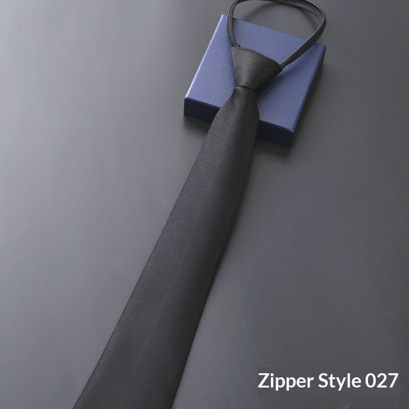 Mens Formal Zipper Tie with Blue Stripes for Business Attire - Neon North Clothing