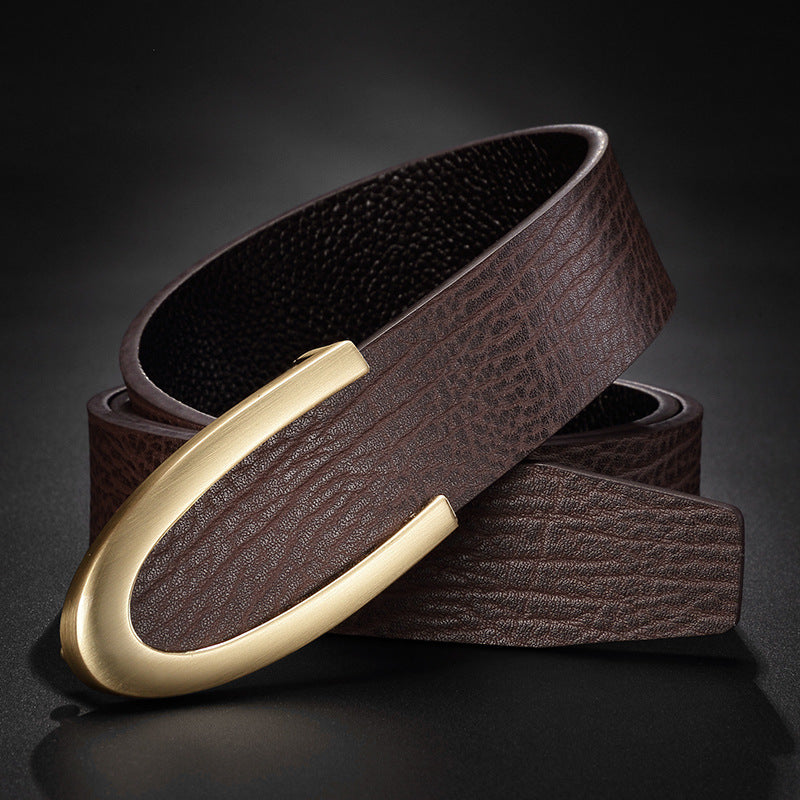 Casual Business Smooth Buckle Men's Leather Belt for Fashionable Men - Neon North Clothing