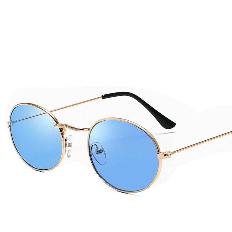 New Trend Retro Round Frame Sunglasses for Men and Women - Metal Water Drop Oval Sunglasses