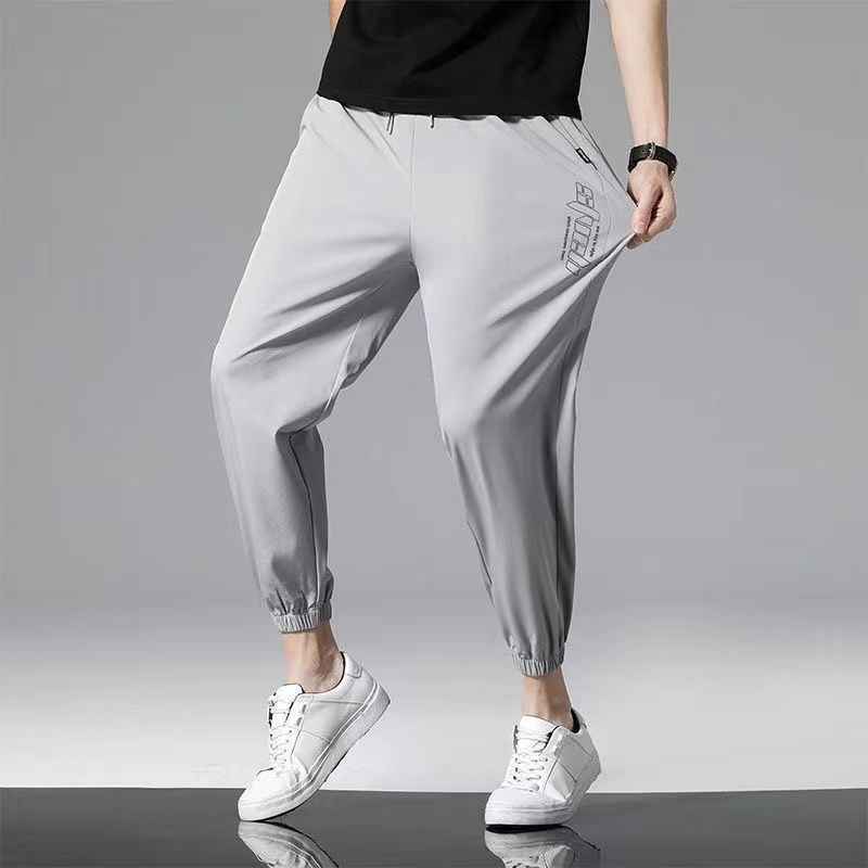 Summer Breathable Ice Silk Pants for Men - Thin Casual Ankle-Length Comfort