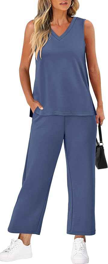 V-neck Vest and Pants Set for Effortless Casual Style