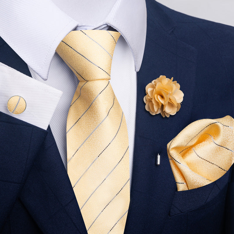 Men's Tie and Pocket Square Set with Pin - 2 Piece Suit Combo - Neon North Clothing