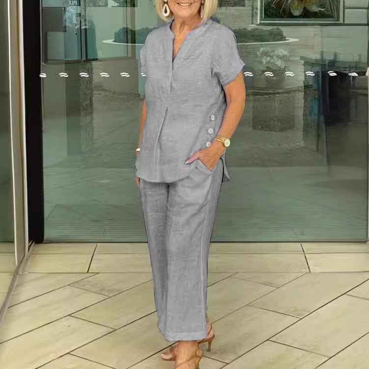 Short-sleeve Top And Pants Casual Two-piece Set