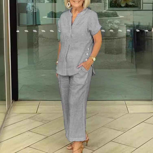 Short-sleeve Top And Pants Casual Two-piece Set