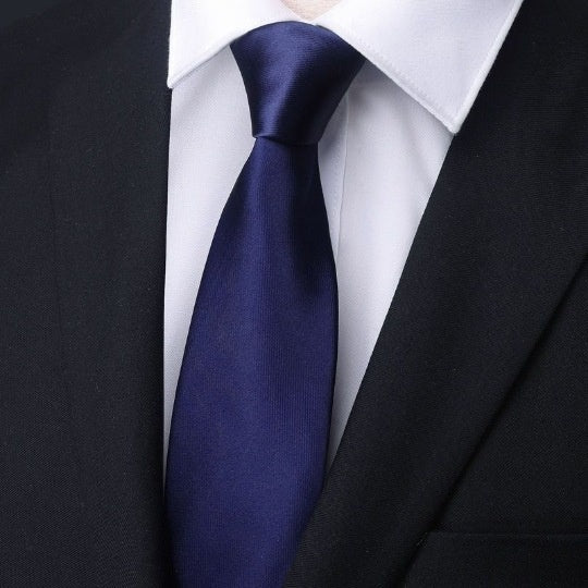 Mens Formal Zipper Tie with Blue Stripes for Business Attire - Neon North Clothing