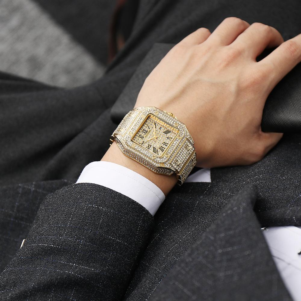 Hip Hop Diamond Wrist Watch - Iced Out Square Diamond Quartz Luxury Timepiece - Neon North Clothing