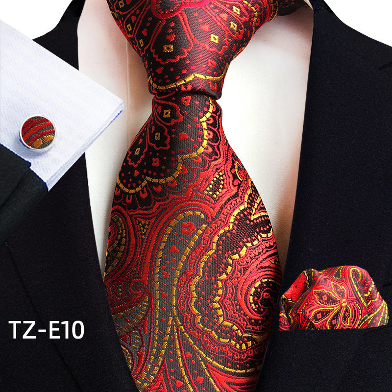 Paisley Tie Set with Square Scarf and Cufflinks - Three-Piece Accessory Set - Neon North Clothing