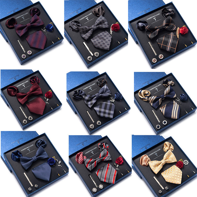 Tie 8-Piece Bow Tie and Necktie Set for Men