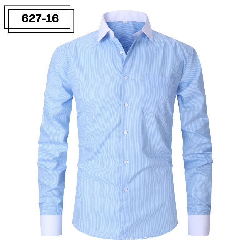 Mens Striped Iron Free Shirt - Plus Size Slim Fit Option
