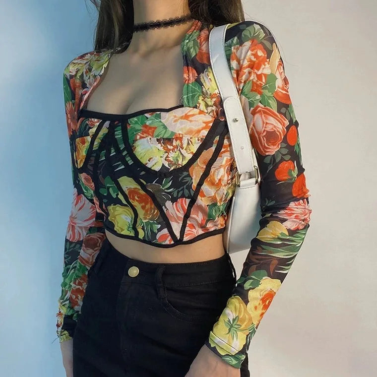 Slim Hip Hop Gothic Long Sleeve Blouse - Neon North Clothing