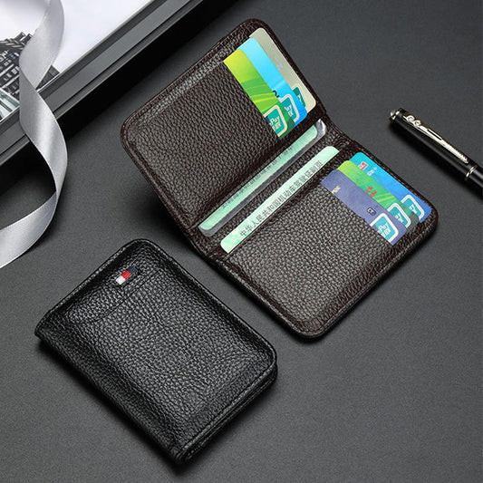 Men's Leather Card Holder - Business Leather Case with Bank Card Slots