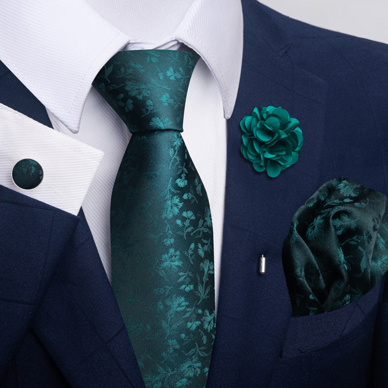 Men's Tie and Pocket Square Set with Pin - 2 Piece Suit Combo - Neon North Clothing