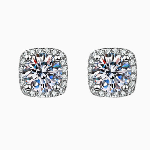 Classic Four Claw Moissanite Stud Earrings in Sterling Silver Gold Plated