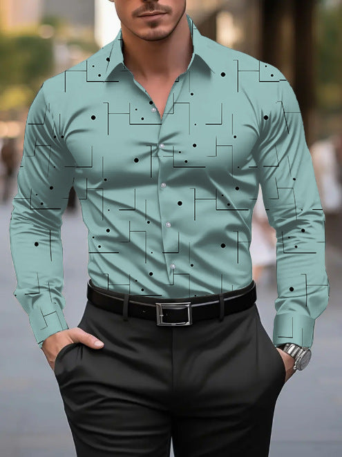Mens Breathable Slim Fit Shirt - Casual Irregular Pattern Design