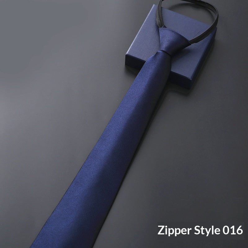 Mens Formal Zipper Tie with Blue Stripes for Business Attire - Neon North Clothing